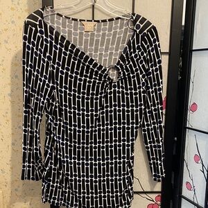 MICHAEL Michael Kors Black and White Geometric Blouse